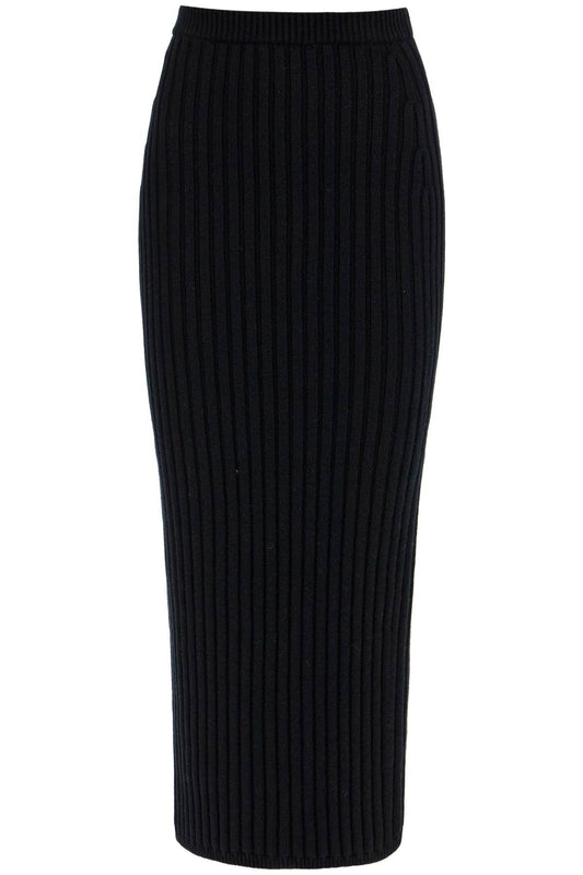 Seta Rib Knit Skirt  - Black