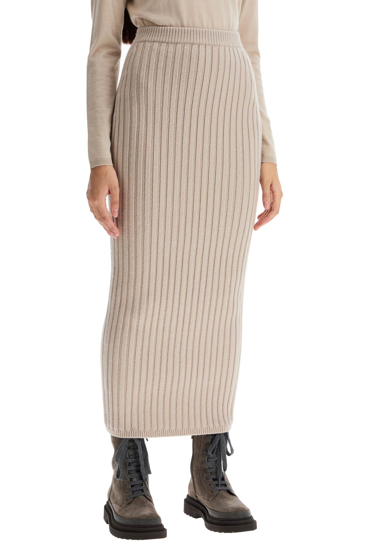 Seta Rib Knit Skirt  - Neutro