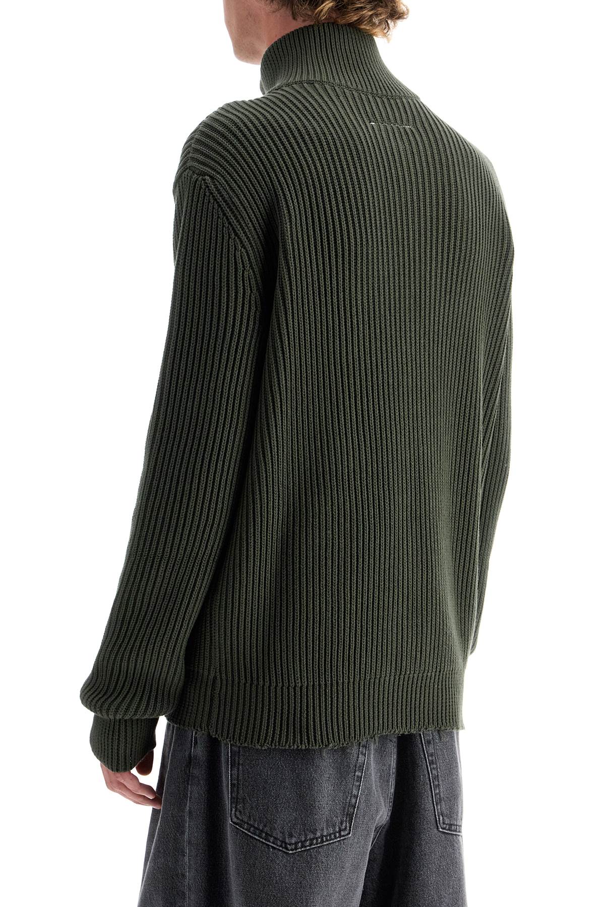 Cotton Cardigan With Zipper  - Khaki