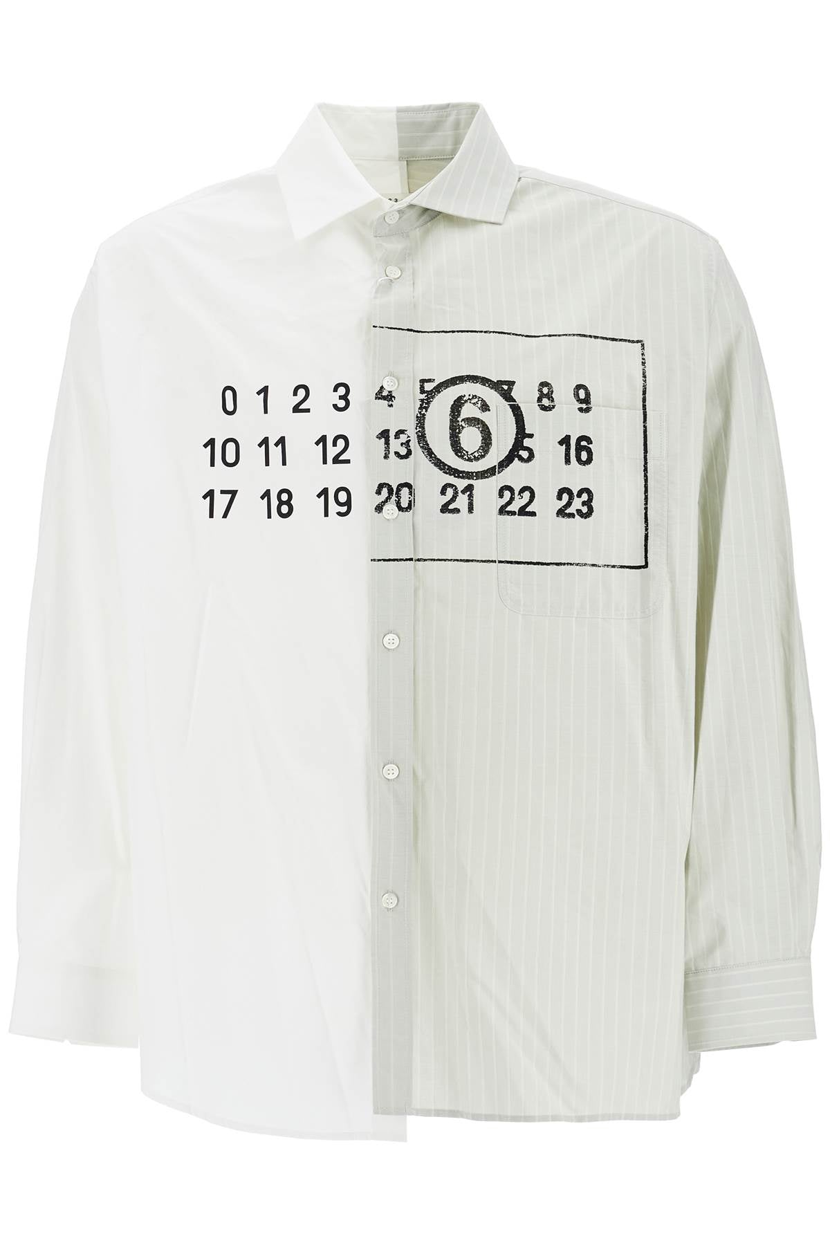 Asymmetric Numeric Shirt With  - White