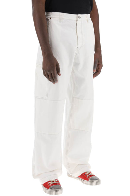 Wide Cotton Canvas Trousers For Men Or Women  - White