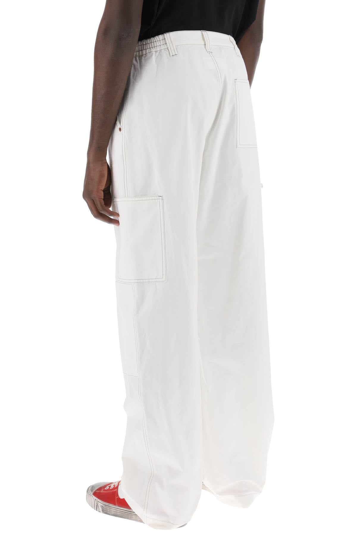 Wide Cotton Canvas Trousers For Men Or Women  - White