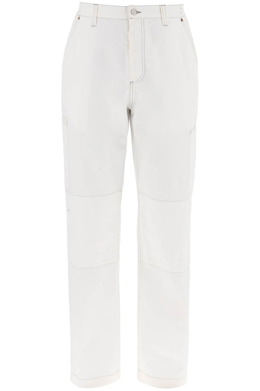 Wide Cotton Canvas Trousers For Men Or Women  - White