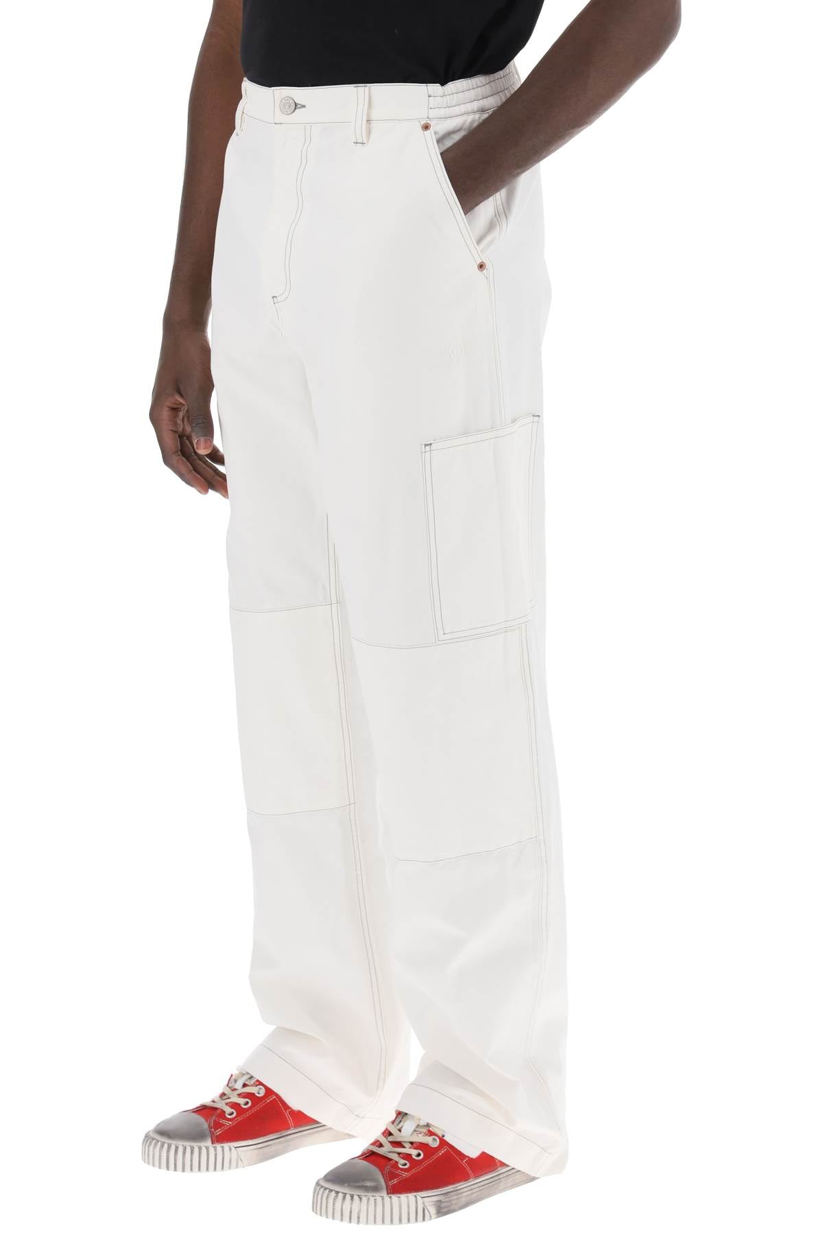 Wide Cotton Canvas Trousers For Men Or Women  - White