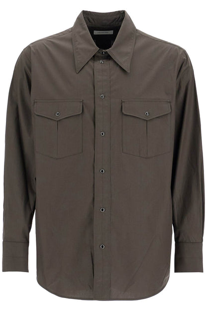 Western Shirt With Snap Buttons  - Brown