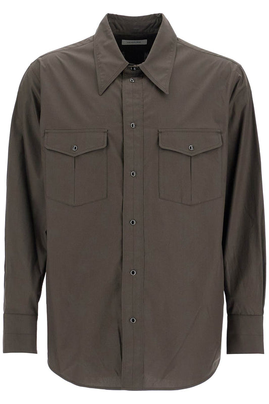 Western Shirt With Snap Buttons  - Marrone