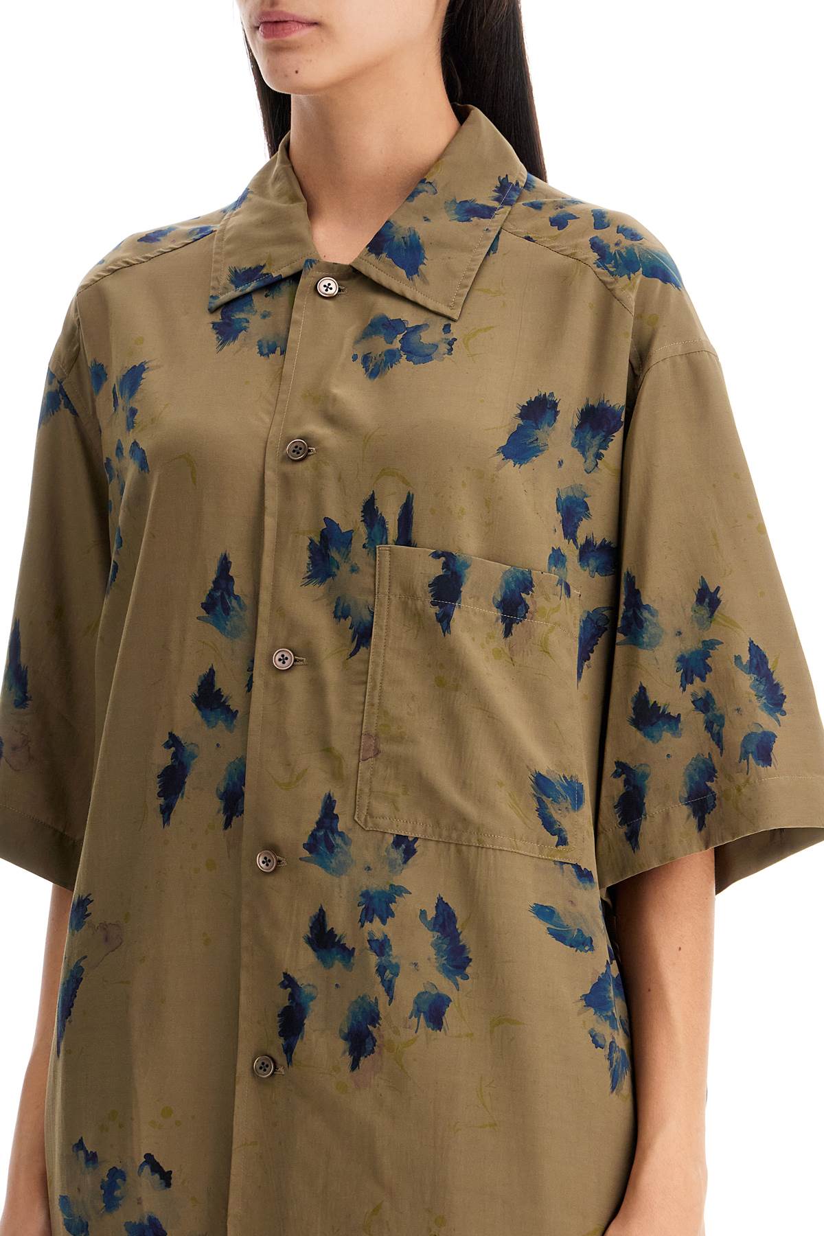 Oversized Floral Shirt  - Khaki