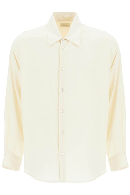 Loose Fit Wool Blend Shirt  - White