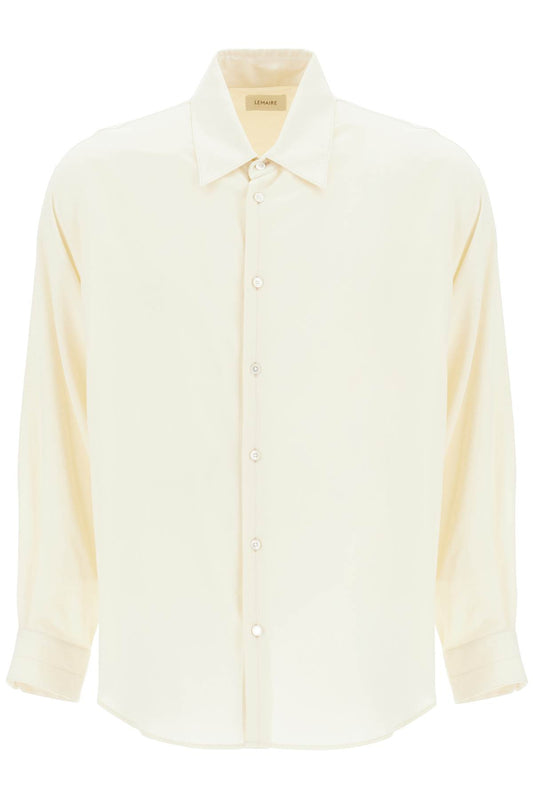 Loose Fit Wool Blend Shirt  - White