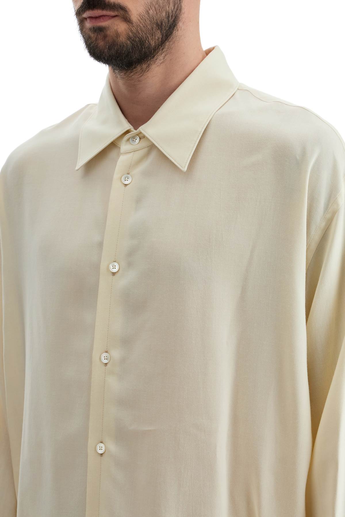 Loose Fit Wool Blend Shirt  - White