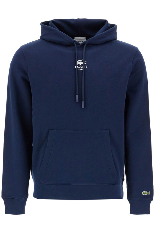 Hooded Sweatshirt With Logo Print  - Blue