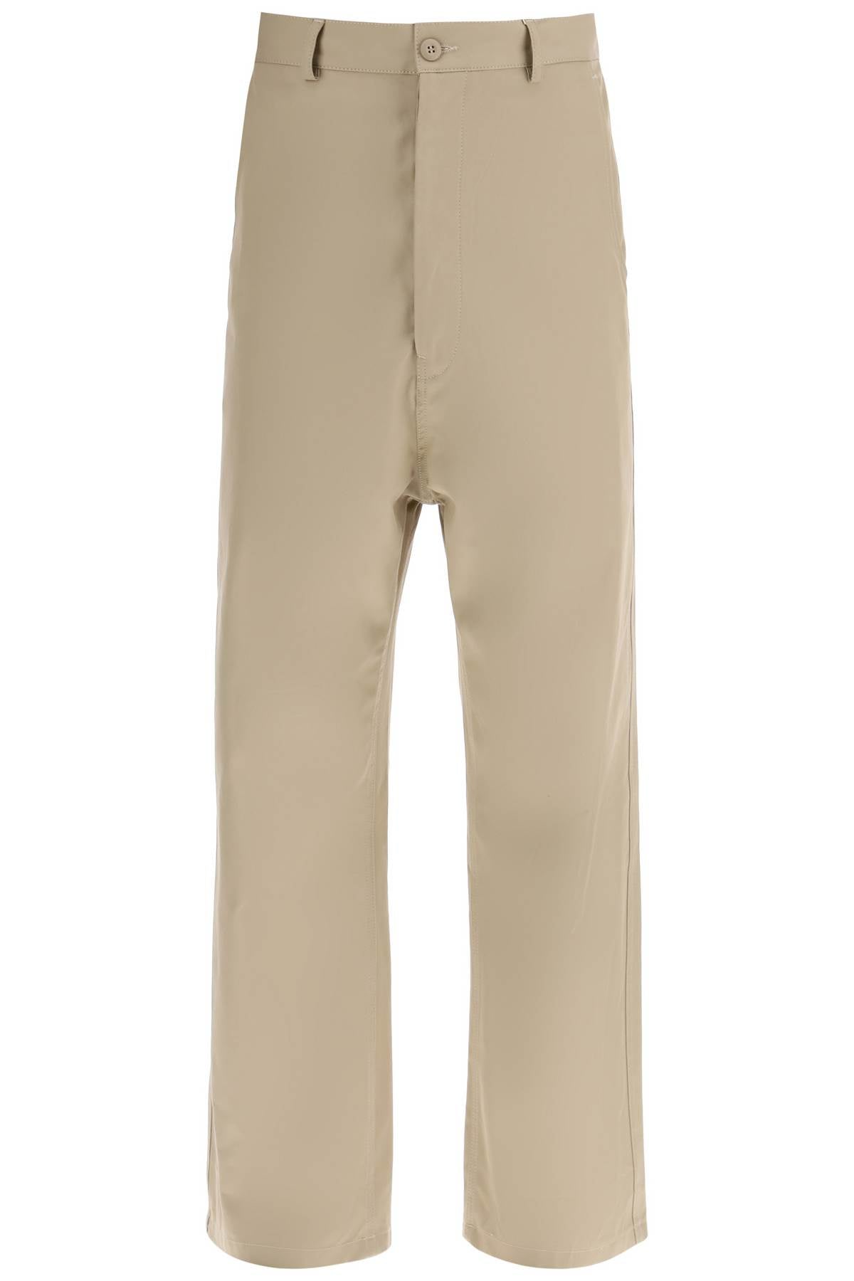 Loose Straight Leg Pants With A  - Beige