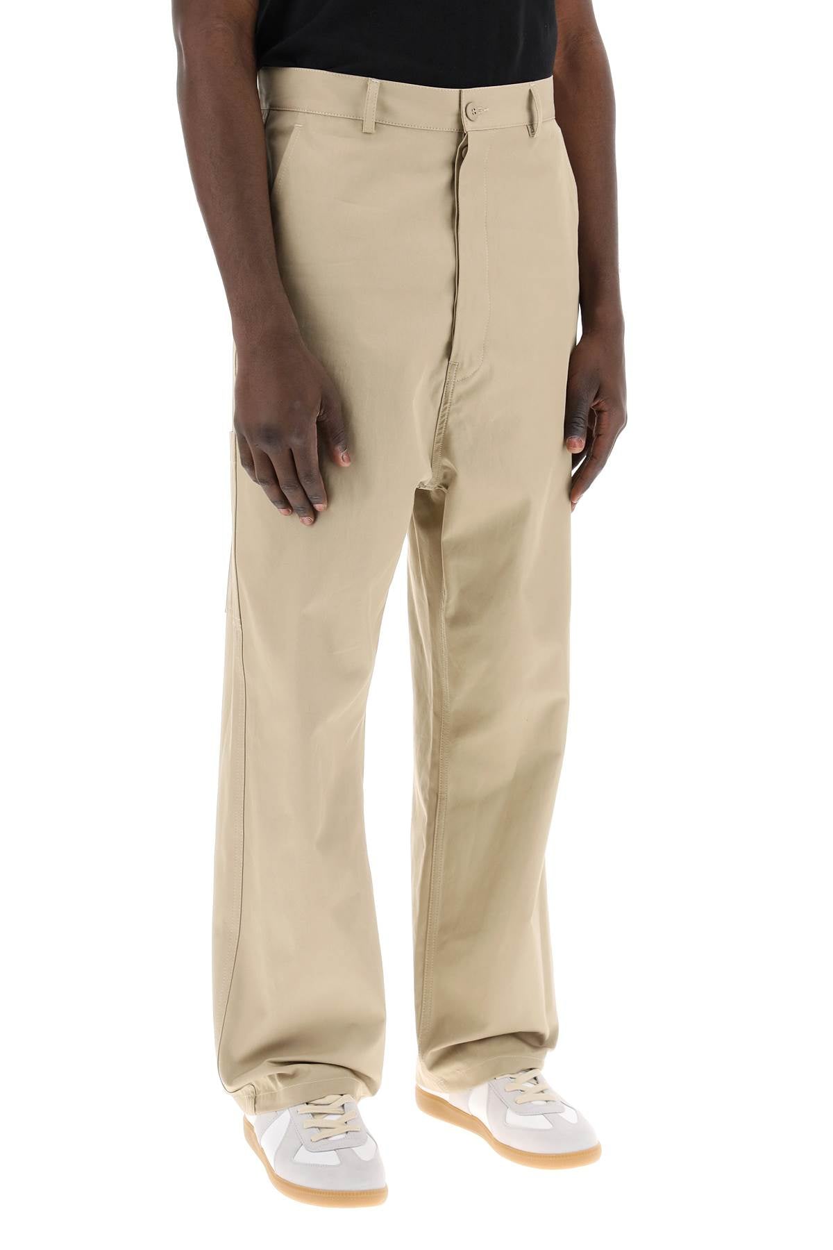 Loose Straight Leg Pants With A  - Beige