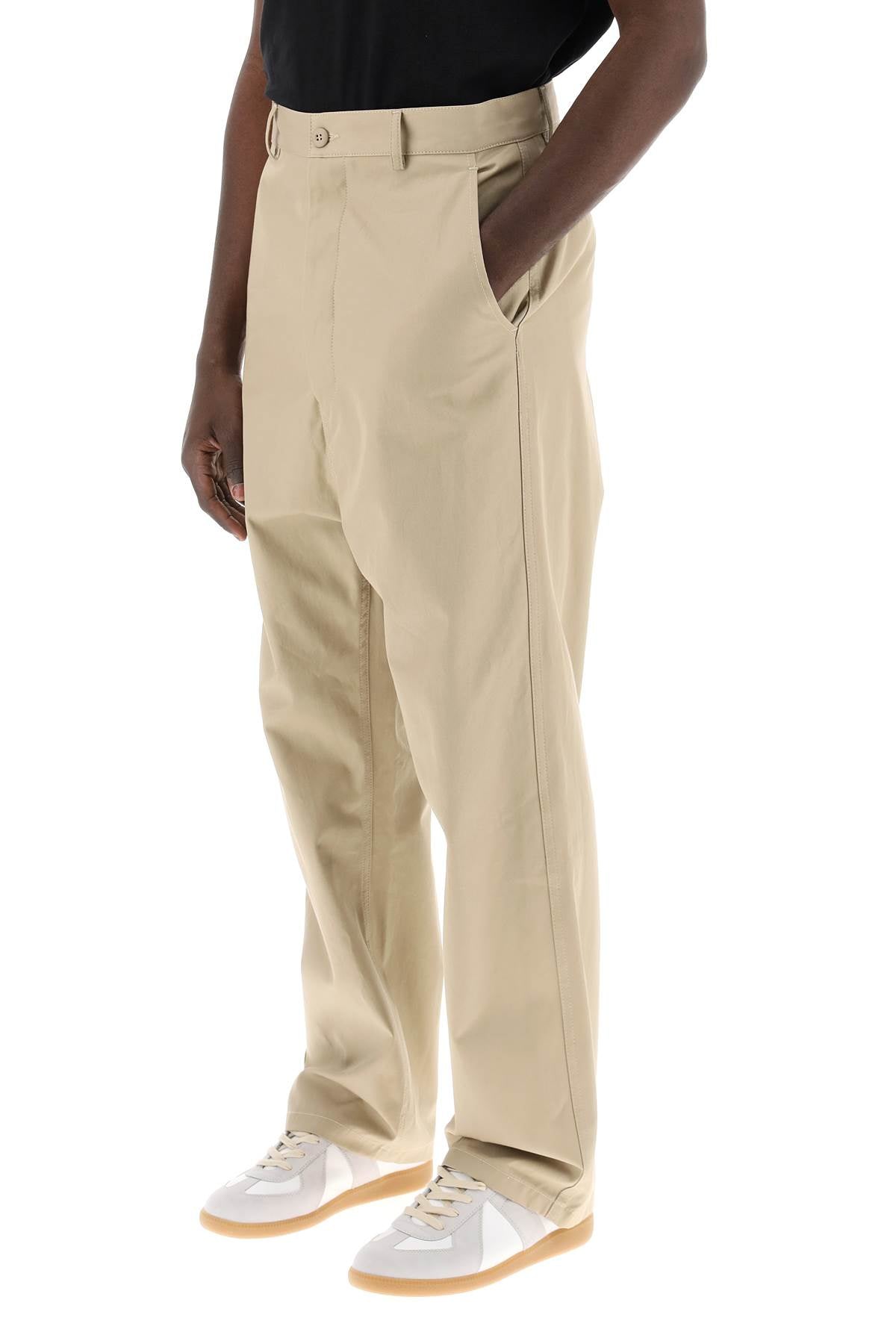 Loose Straight Leg Pants With A  - Beige