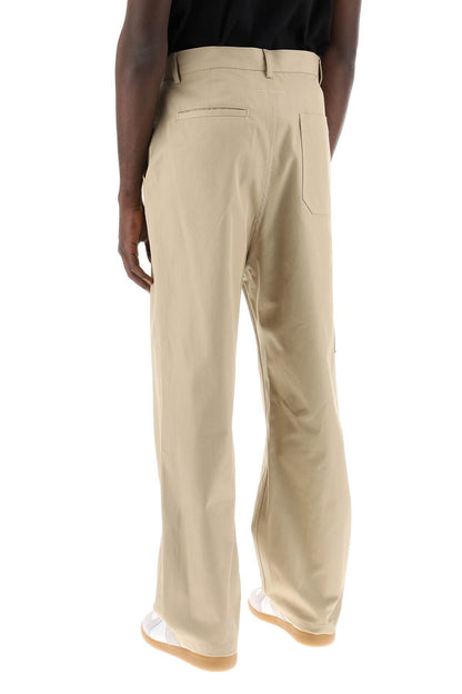 Loose Straight Leg Pants With A  - Beige