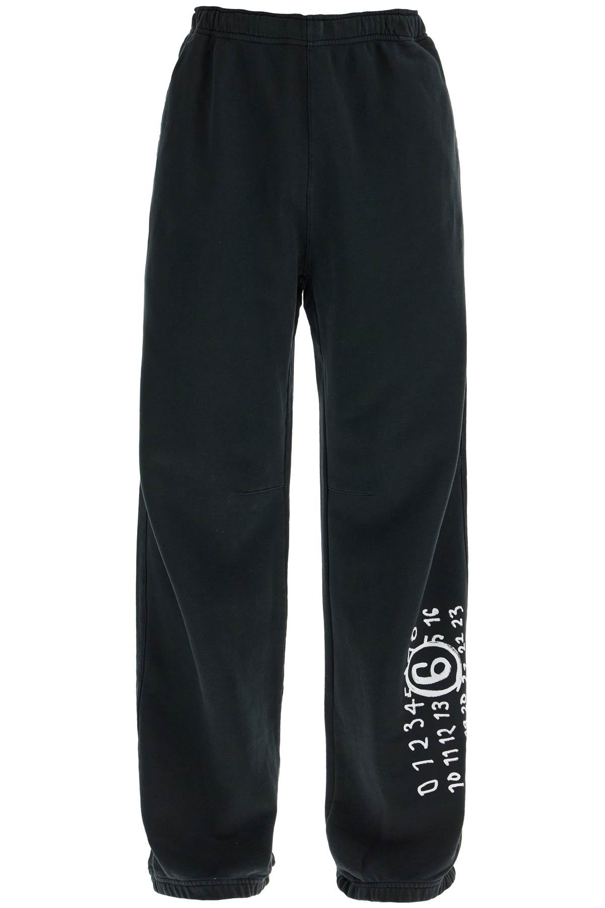 Numeric Print Joggers With Seven  - Black