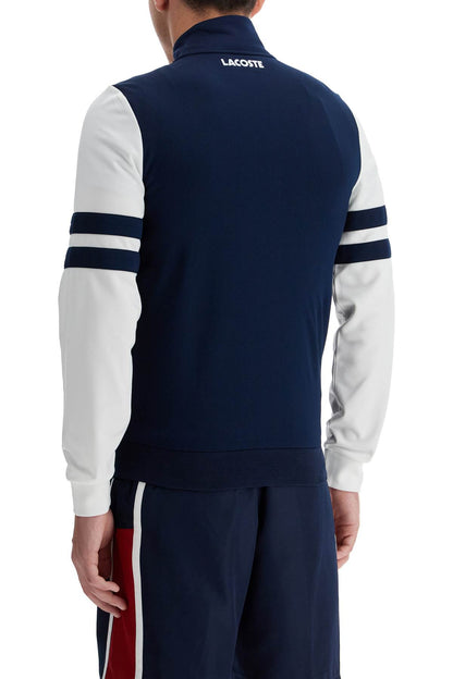 Full Zip Sweatshirt With Contrasting Sleeves  - Blue