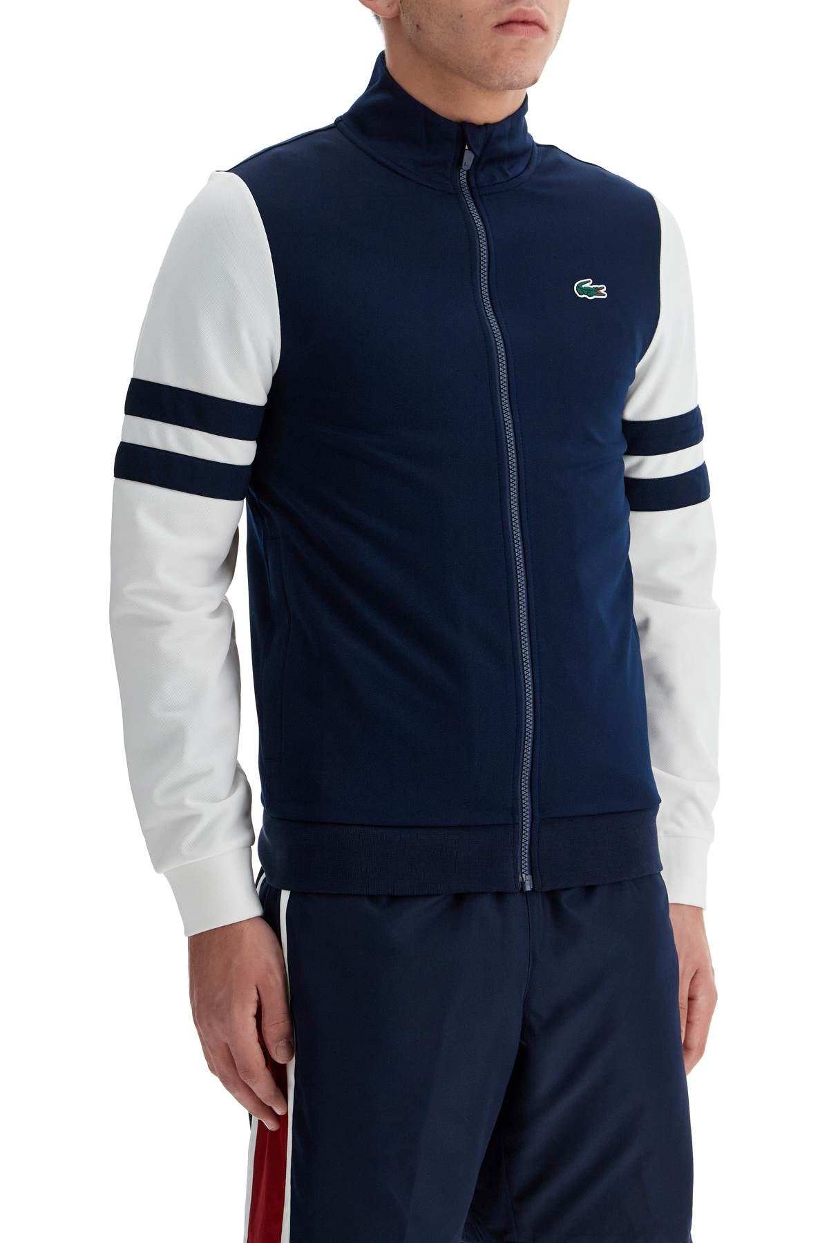 Full Zip Sweatshirt With Contrasting Sleeves  - Blue