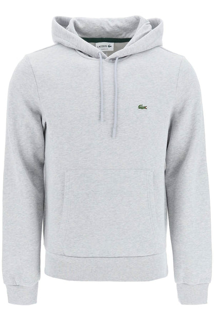 Hoodie With Logo Patch  - Grey