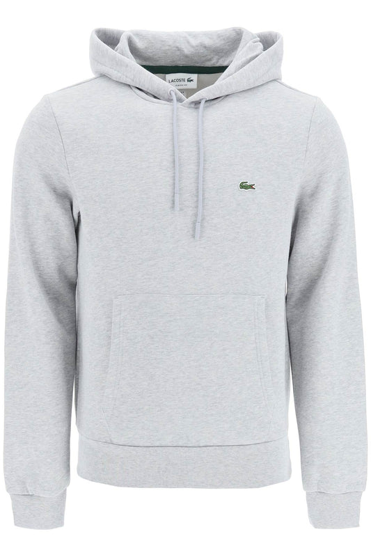 Hoodie With Logo Patch  - Grey