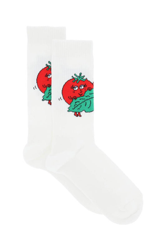 Happy Tomatoes Crew Socks  - Bianco