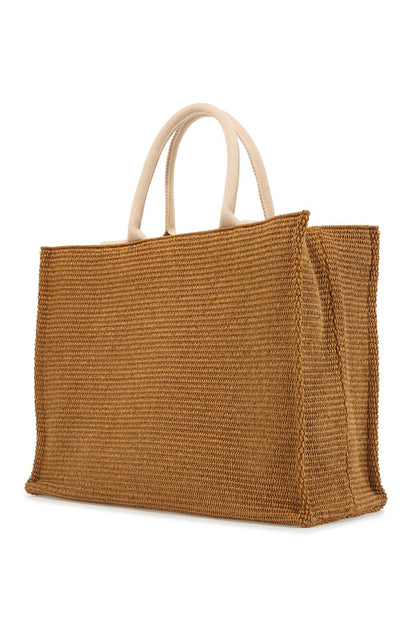 Large Raffia Effect Tote Bag  - Beige