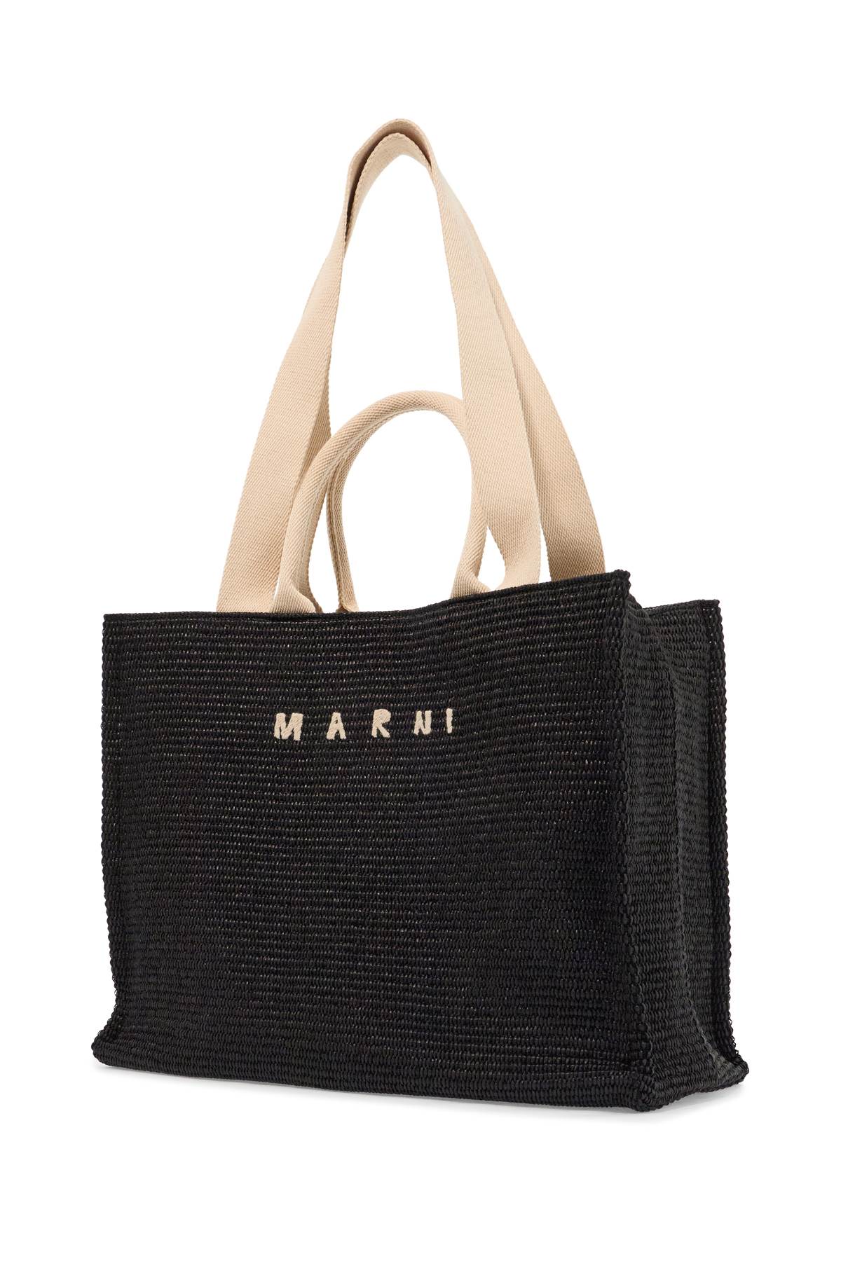 Large Raffia Effect Tote Bag  - Black