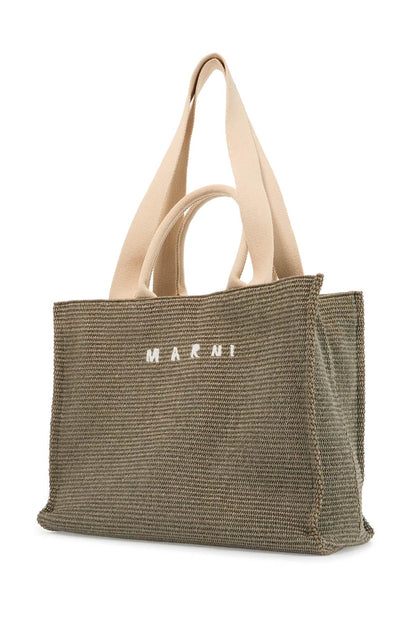 Large Raffia Effect Tote Bag  - Green