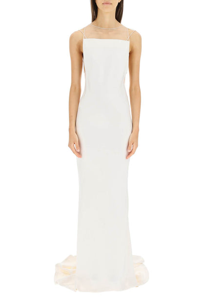 Hammered Satin Gown  - White