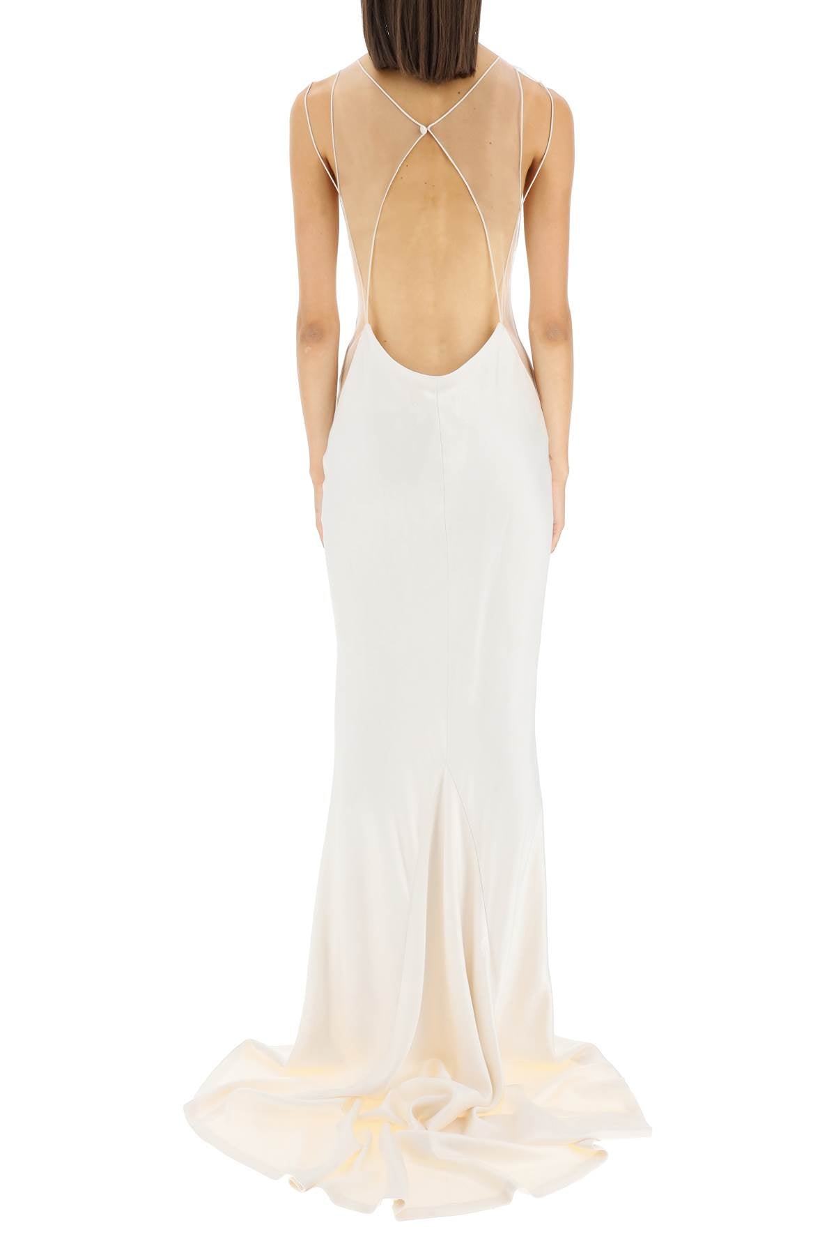 Hammered Satin Gown  - White