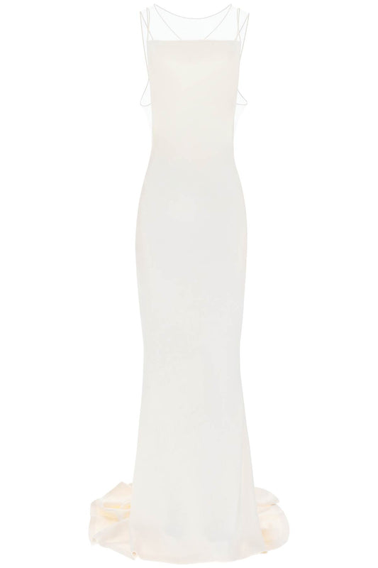 Hammered Satin Gown  - White