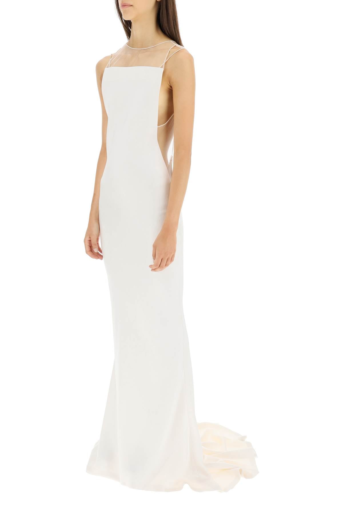 Hammered Satin Gown  - White