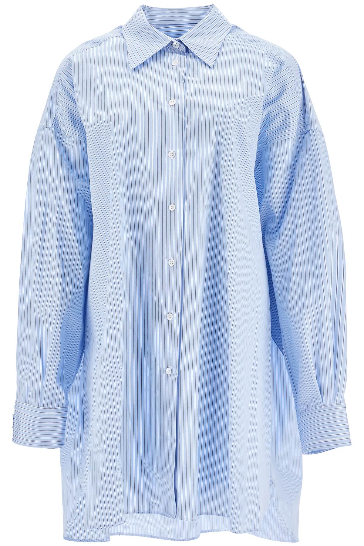 Striped Maxi Shirt For Women  - Light Blue