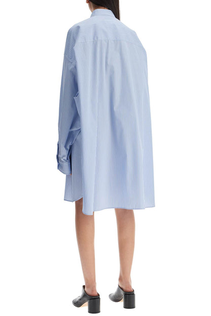 Striped Maxi Shirt For Women  - Light Blue