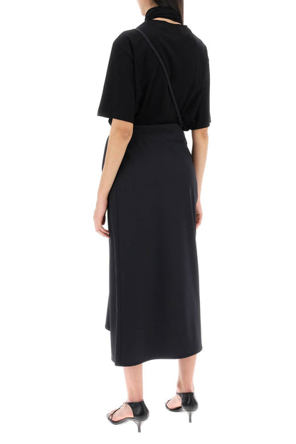 Wool Wrap Skirt With Pockets  - Black