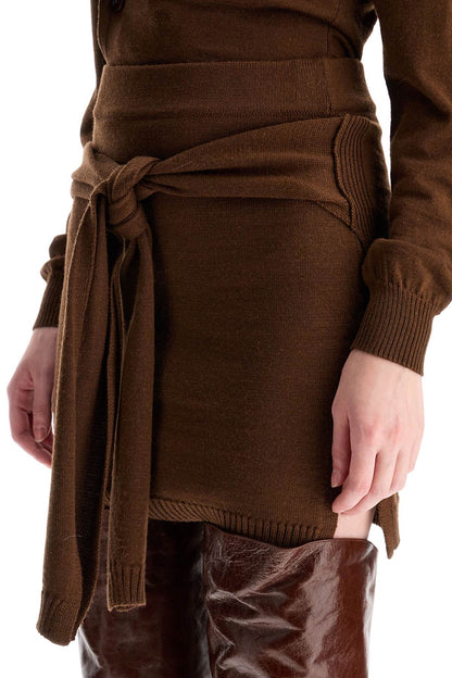 "mini Skirt With Knotable  - Brown