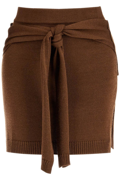 "mini Skirt With Knotable  - Brown