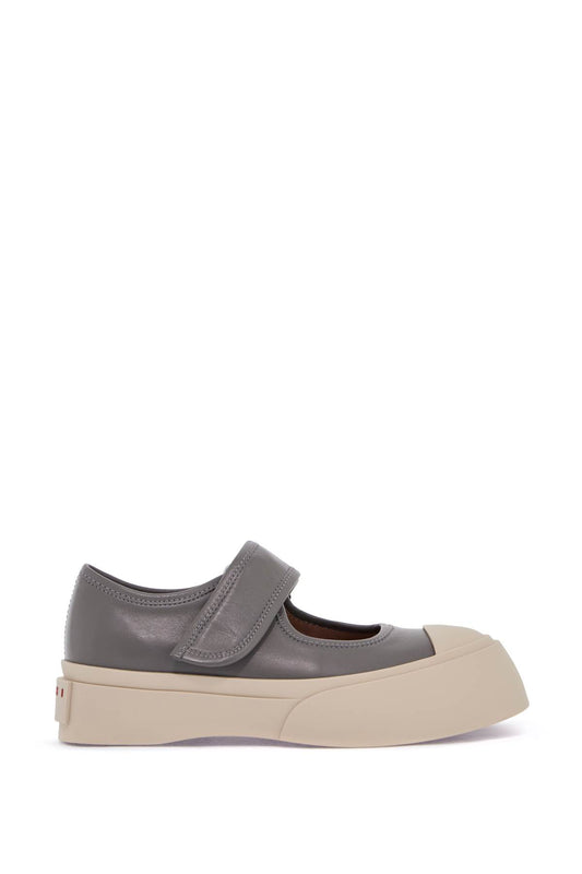 Gray Calfskin Low-top Sneakers With Hook-and-loop Closure  - Grey