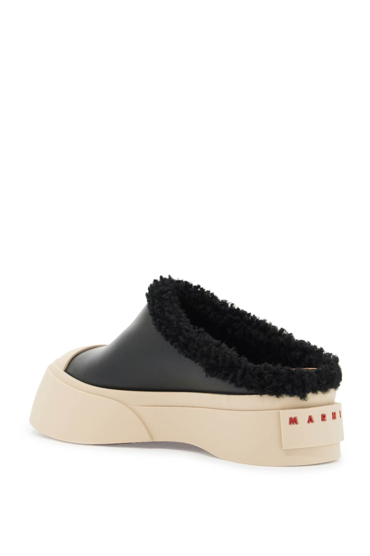 Pablo Leather And Shearling Clog  - Black