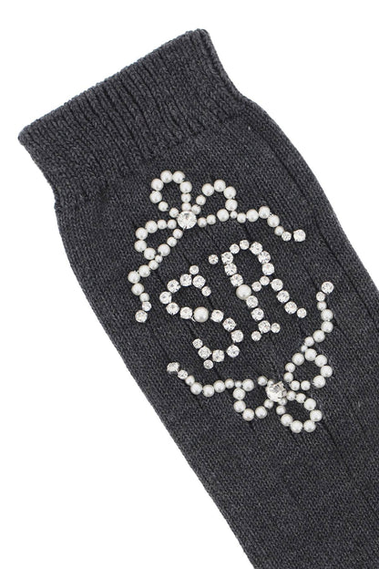 Sr Socks With Pearls And Crystals  - Grigio