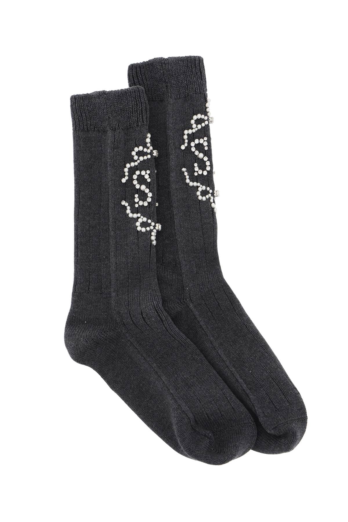 Sr Socks With Pearls And Crystals  - Grigio