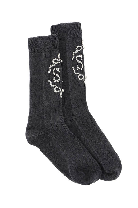 Sr Socks With Pearls And Crystals  - Grigio