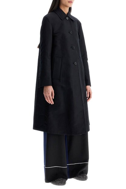 Minimalist Black Cotton Raincoat For Women  - Black