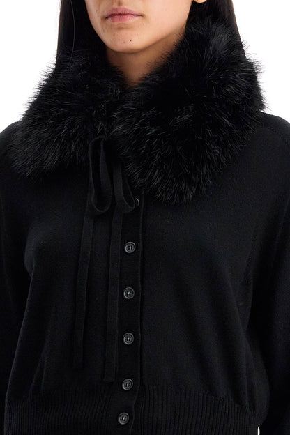 Detachable Collar Cardigan  - Black