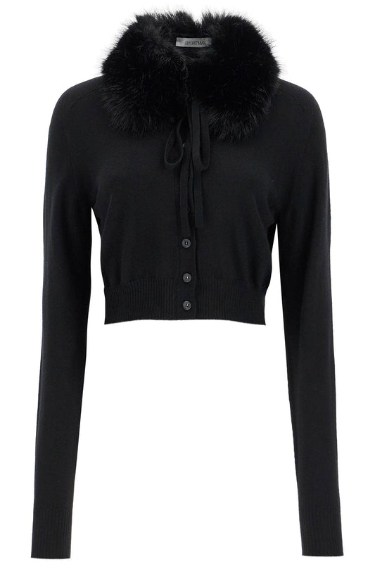 Detachable Collar Cardigan  - Black