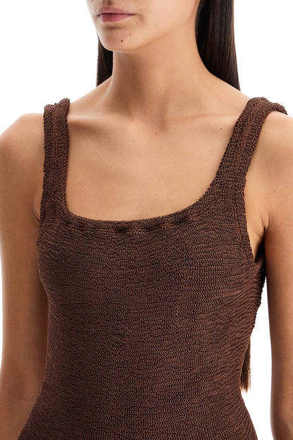 One-piece Square Neck Swims  - Brown