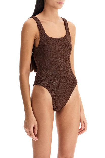 One-piece Square Neck Swims  - Brown