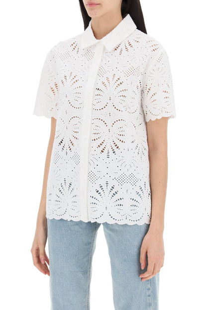 Short-sleeved Sangallo Lace Shirt  - White