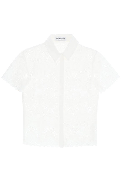 Short-sleeved Sangallo Lace Shirt  - White