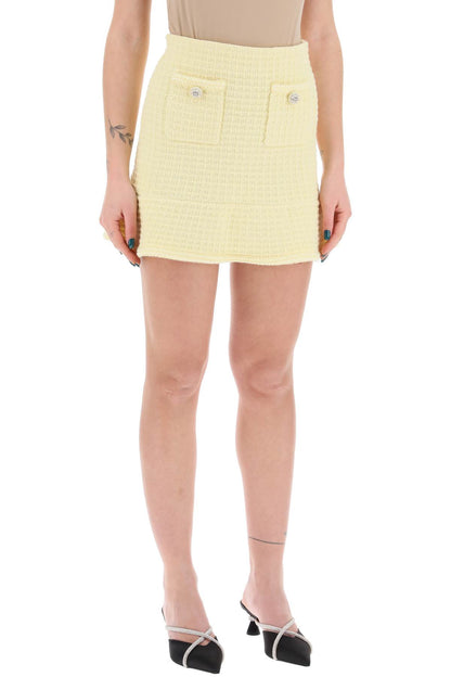 "knitted Mini Skirt With Jewel Buttons  - Yellow